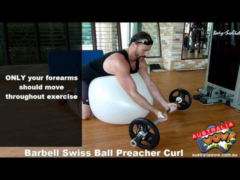 Barbell Swiss Ball Preacher Curl