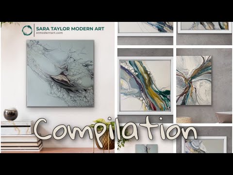 7 painting compilation!  Gallery series pearl cloud-over acrylic pour paintings.✨