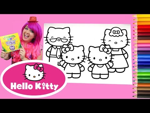 Coloring Hello Kitty, Mimmy & Family Coloring Book Page Colored Pencil | KiMMi THE CLOWN Video