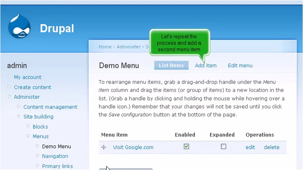 Drupal: How to Create Menus