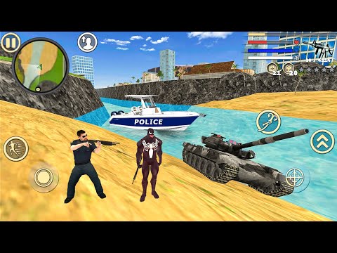 Venom Spider Rope Hero Vice Town - Fun at NY City Military Tank - Android Gameplay
