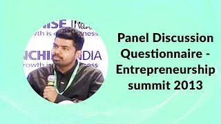 Panel Discussion Questionnaire - Entrepreneurship summit 2013 image