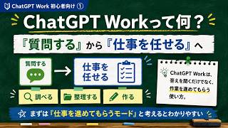 【ChatGPT Work初心者向け】仕事を任せる新しい使い方｜Chatとの違い・活用例をやさしく解説