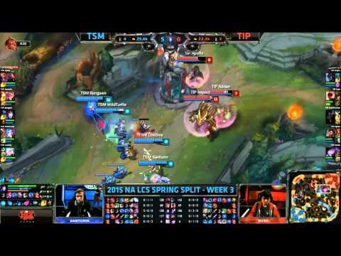 TSM Bjergsen Solokills Xiaoweixao #2 Teamfight - TSM vs TIP Game 1 (NA LCS Spring 2015)