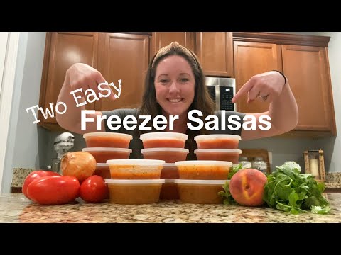 Learn how to make 2 easy freezer salsas! | freezer prep 🍅 🫑 🌶️ 🍑