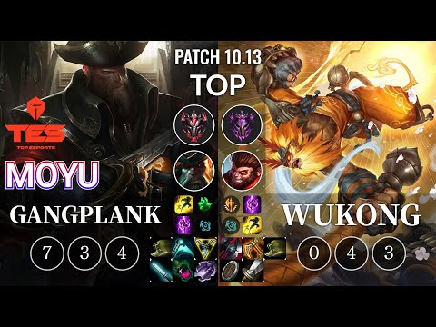 TES Moyu Gangplank vs Wukong Top - KR Patch 10.13
