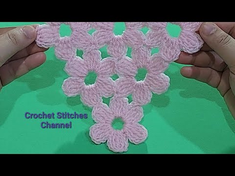 Crochet flowers shawl, new design and easy tutorial