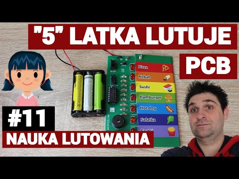 My 5-year-old daughter solders PCBs, AVT kit :) - Soldering course