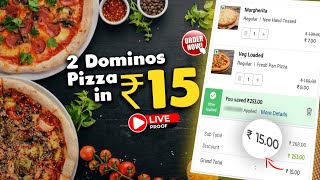 2 dominos pizza in अब सिर्फ ₹15 में🔥🍕|Domino's pizza offer|swiggy loot offer by india waale