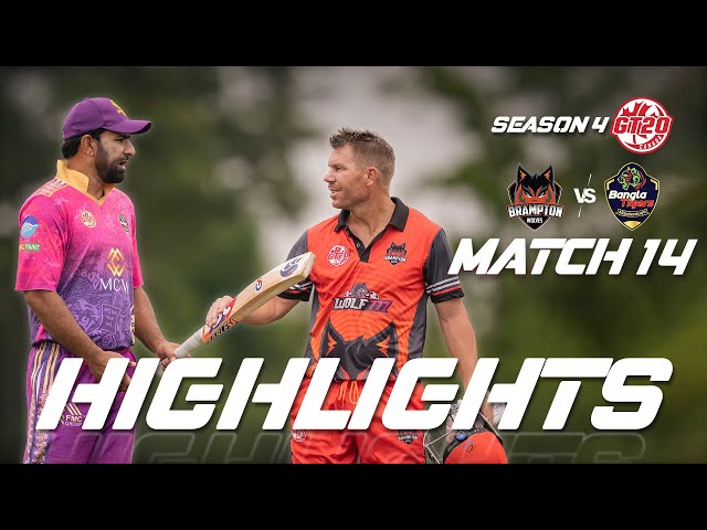 GT20 Canada Season 4 | Match – 14 | Brampton Wolves vs Surrey Jaguars | Highlights
