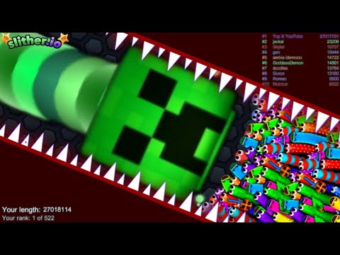 Slither.io A.I. Creeper Minecraft Vs Monster Snake - Minecraft Skin Slitherio Vip Best Gameplay