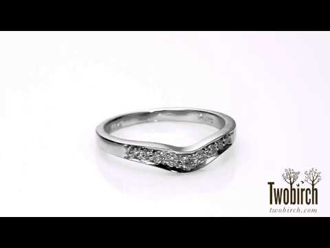 0.42 ct. Nine Round Stone Channel Set Chevron Contour Wedding Band - TwoBirch TB-CR-0015-WG-G