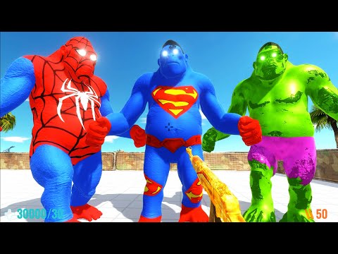 DEATH RUN vs SUPERMAN vs SPIDERMAN vs HULK GORO - Animal Revolt Battle Simulator