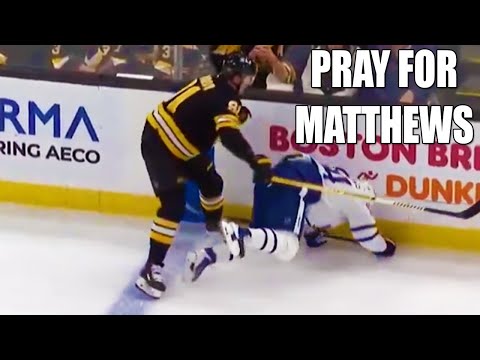 Nikita Zadorov Hit on Auston Matthews Injury | Maple Leafs vs Boston Bruins 2025 Highlights