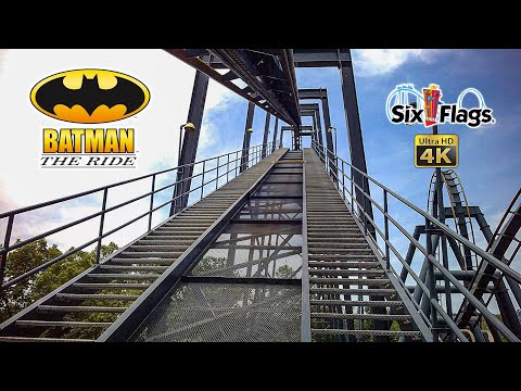 2022 Batman The Ride Roller Coaster On Ride Front Seat 4K POV Six Flags St  Louis