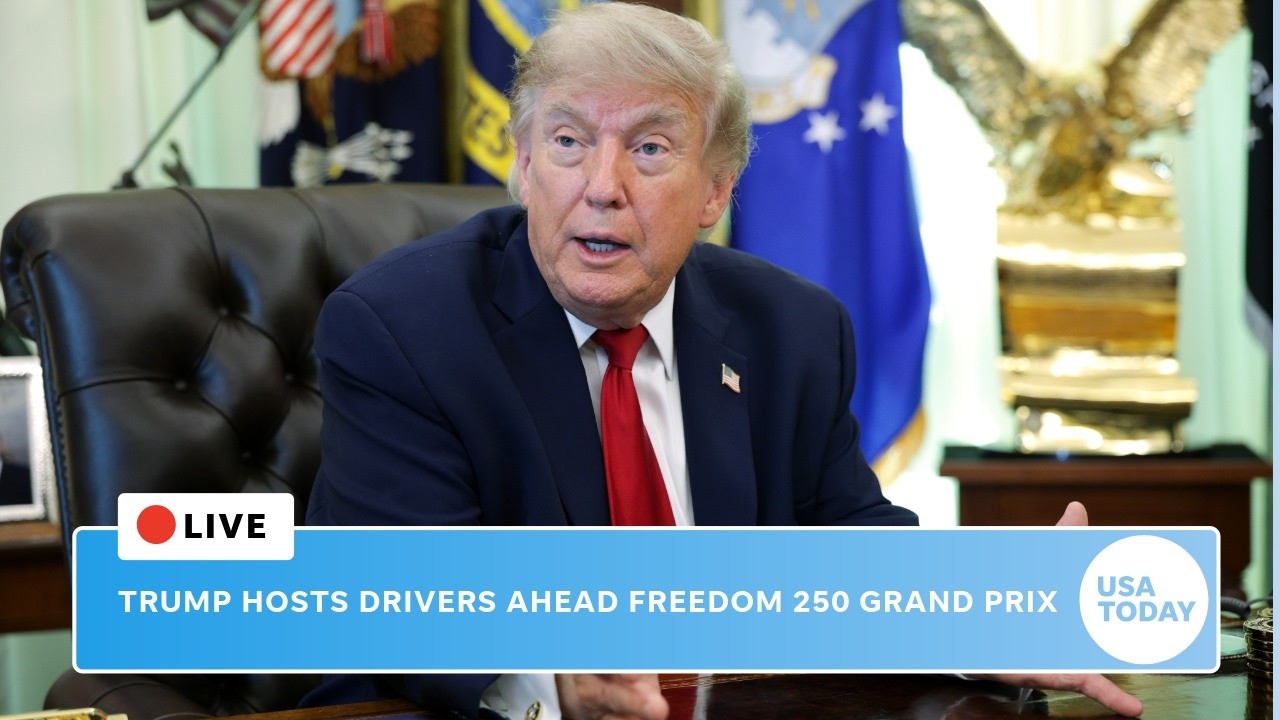 Live: Donald Trump hosts IndyCar drivers for Freedom 250 Grand Prix Showcase