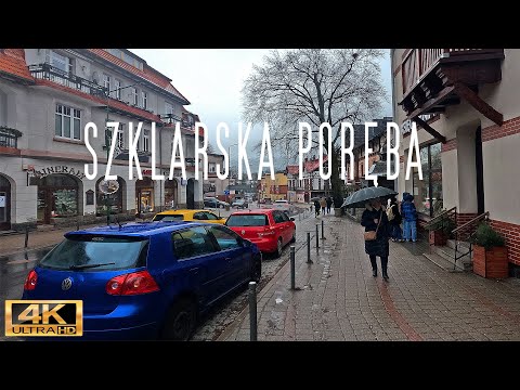 🇵🇱 SZKLARSKA PORĘBA Wirtualny Spacer w deszczowy dzień | Rain Walking Tour [4K UltraHD]