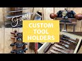 Unnecessarily Fancy Custom Walnut Tool Holders for Chisels, Spokeshaves, Router Plane, and Scrapers