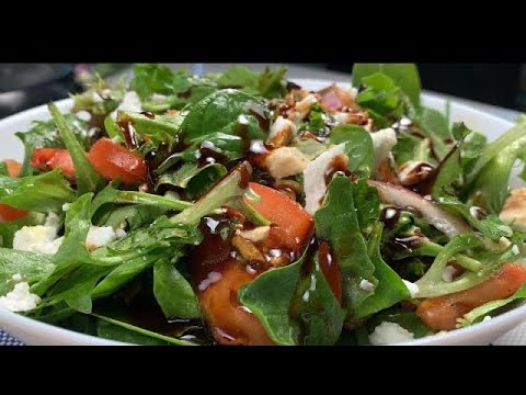 Spring Mix , spinach salad with walnuts / healthy recipe