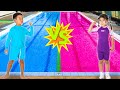 Maddie Y Kaden Juegan Rosa Vs Azul En La Piscina