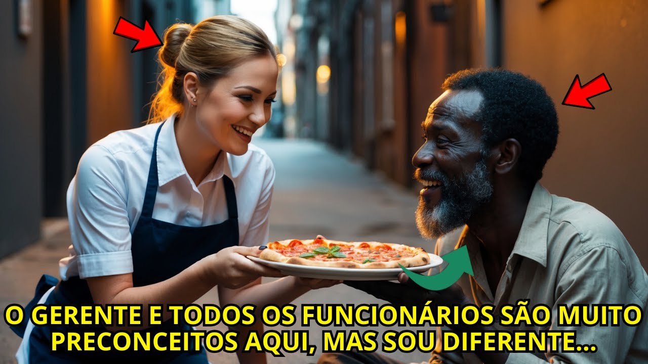 O GESTOR RECUSA O MENDIGO, A GARÇONETE DÁ-LHE COMIDA... PARA A SURPRESA DE TODOS ELE TIRA O DISFARCE
