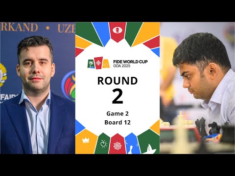 Ian Nepomniachtchi – Diptayan Ghosh 🇮🇳 | FIDE World Cup 2025 | Round 2 | Game 2 | Board 12