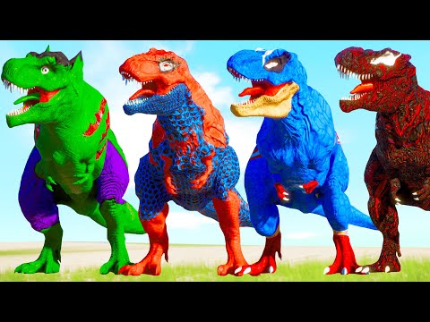 All Dinosaurs T-Rex vs Distortus Rex - Dinosaur Indominus Rex Battle in Jurassic World Evolution