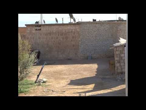 استهداف مقرات النظام بصاروخ محلي الصنع في منطقة السفيرة في ريف حلب من قبل لواء أبو بكر الصديق