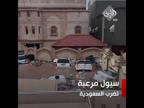 شاهد بالفيديو.. سيول مرعبة تضرب مدينة جدة السعودية وتجرف عشرات السيارات