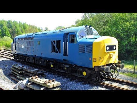Class 37 37294 and class 20 D8110 at the Embsay Bolton Abbey Railway .