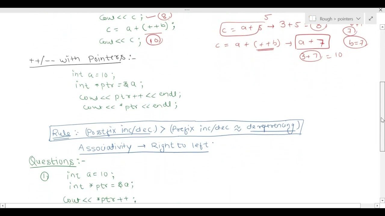Increment and Decrement operator with pointers