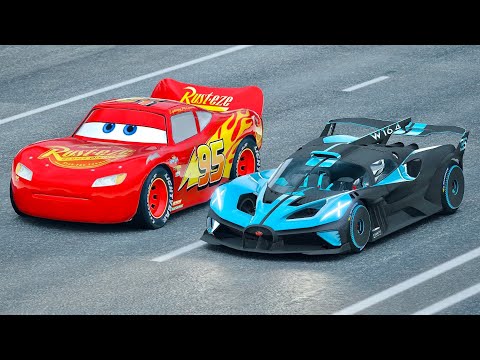 Bugatti Bolide vs Lightning McQueen - Drag Race 10 KM