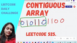 YouTube video 'Leetcode 525. Contiguous Array | Hashing | Leetcode Daily Challenge'