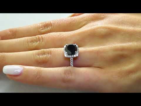 3.10 CT ROUND BLACK & WHITE DIAMOND HALO ENGAGEMENT RING 14K WHITE GOLD