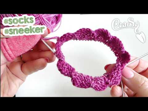 cooler Maschenanschlag für Socken-Bündchen, Sneeker - Bündchen "Blüh auf"