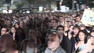 Daphni Leef Leads Crowd in Chants for Social Justice