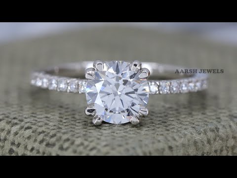 1.93Ct Round Solitaire Ring/ Colorless Moissanite Ring/ Solitaire With Accent Ring