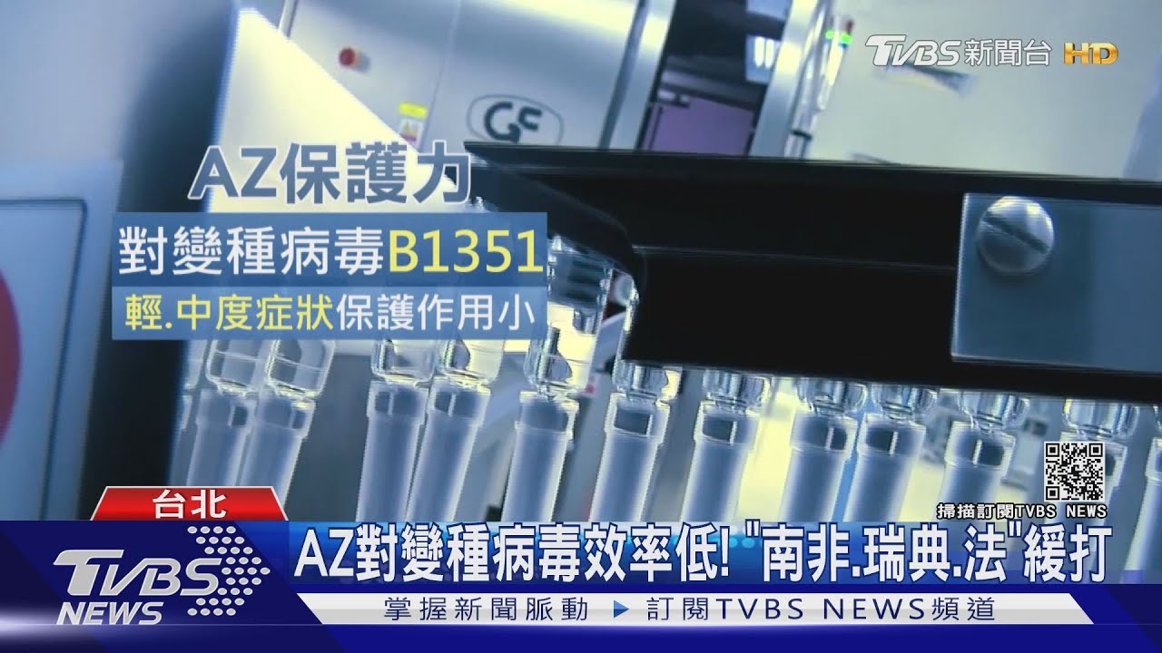 AZ對變種病毒效率低! 「南非、瑞典、法」緩打
