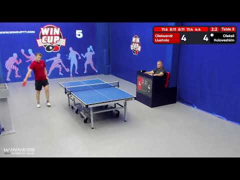 16:30 Люшня Александр 3-2 Головешкин Алексей  стол 5  ЮГ-4  14.07.22