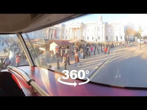 Vídeo 360 andando no ônibus de dois andares em Londres.