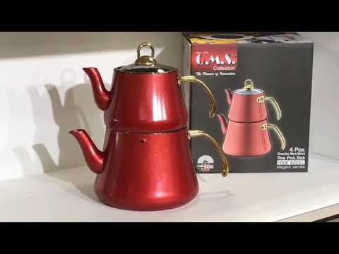 Oms granit çaydanlık kırmızı