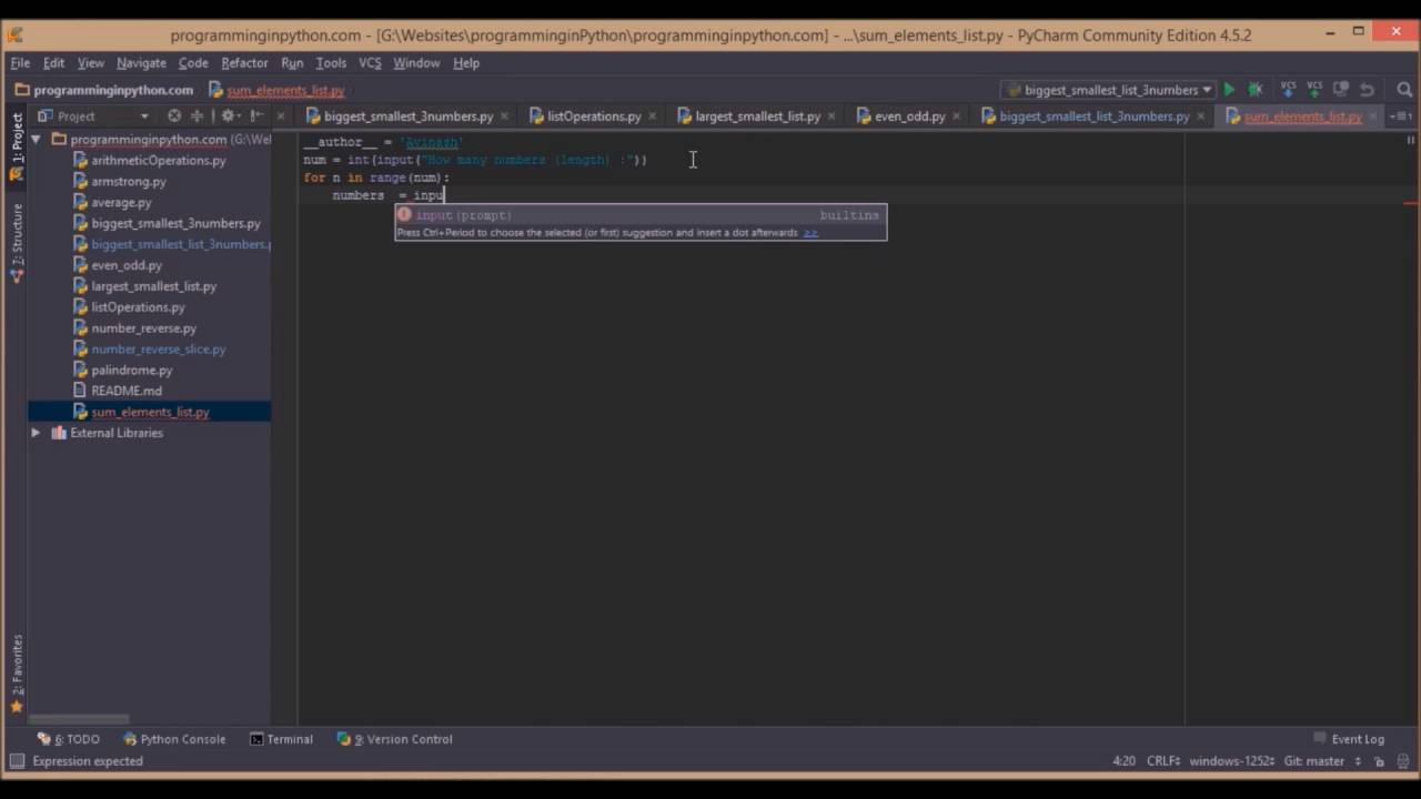 Python program to calculate the sum of elements in a list || programminginpython.com