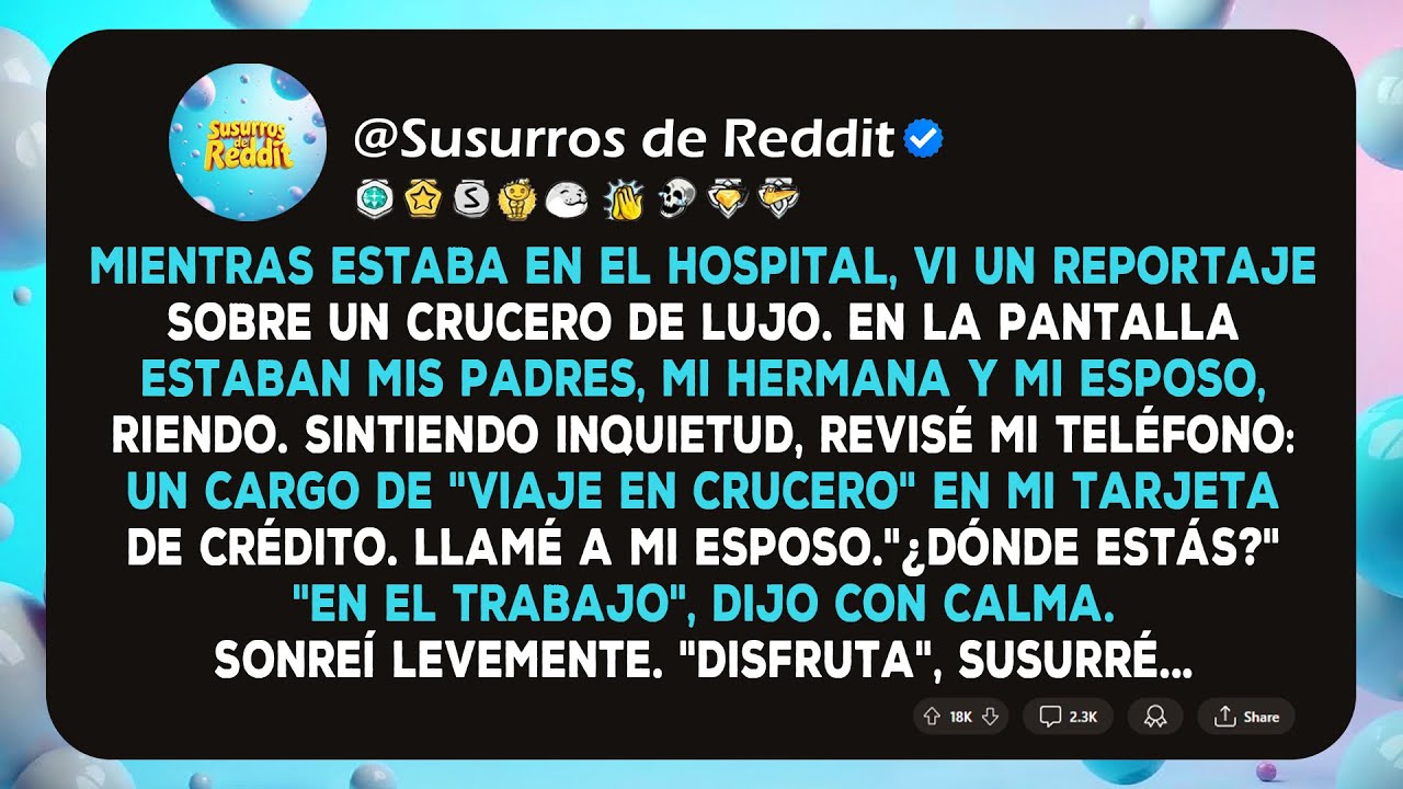 Mientras estaba en el hospital, vi un reportaje sobre un crucero de lujo. En la pantalla estaban mis
