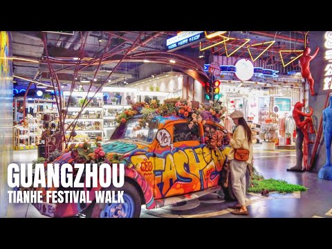 Excursão a pé pelas compras em Guangzhou (Tianhe Festival Walk) pela China