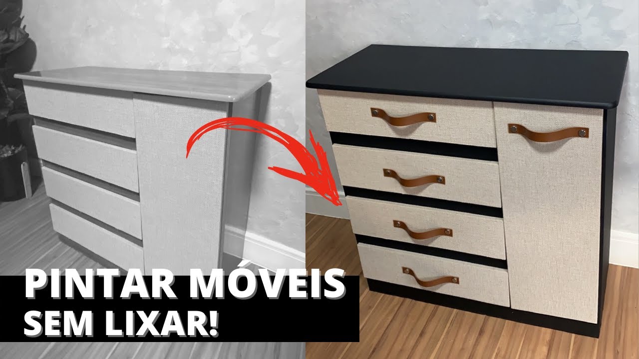 COMO PINTAR MÓVEIS LAMINADOS SEM LIXAR | REFORMA CÔMODA ANTIGA