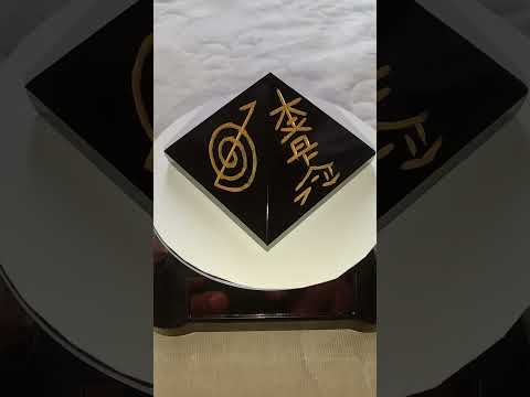 Stone black tourmaline reiki symbol pyramid, for healing