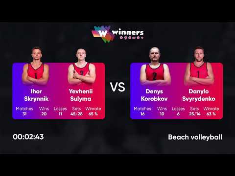 09:20 I. Skrynnik / Y. Sulyma - D. Korobkov / D. Svyrydenko 16.03.2023 | Winners Beach Volleyball