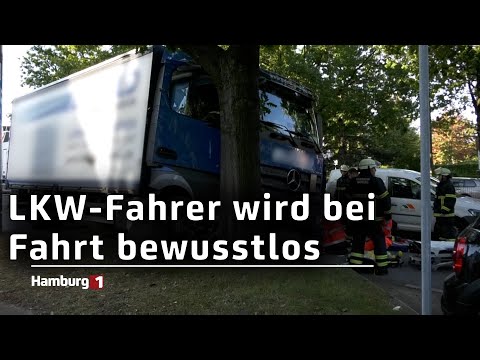 Schwerer Unfall in Lokstedt - LKW-Fahrer verliert Bewusstsein während der Fahrt