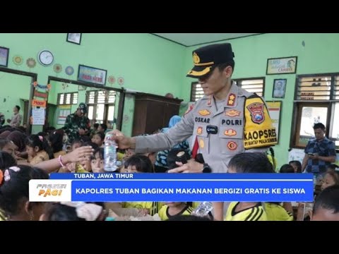 KAPOLRES TUBAN BAGIKAN MAKANAN BERGIZI GRATIS KE ANAK SEKOLAH