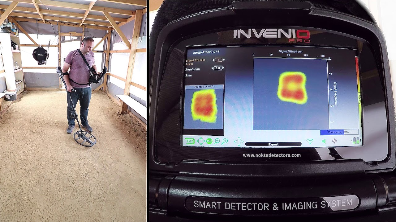 Nokta Invenio - Detection of a square target made of 40cm long 8mm rebar